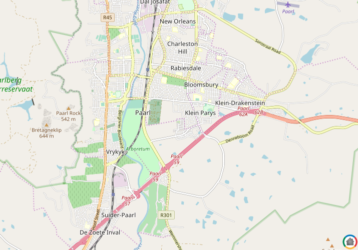 Map location of Paryskloof Estate